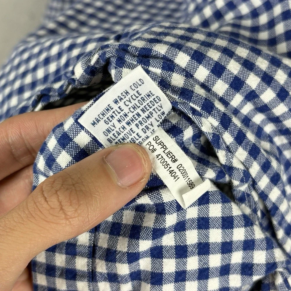 Ralph Lauren Oxford Shirt Men’s Medium Blue Gingham Check Flesh Pony Slim Fit